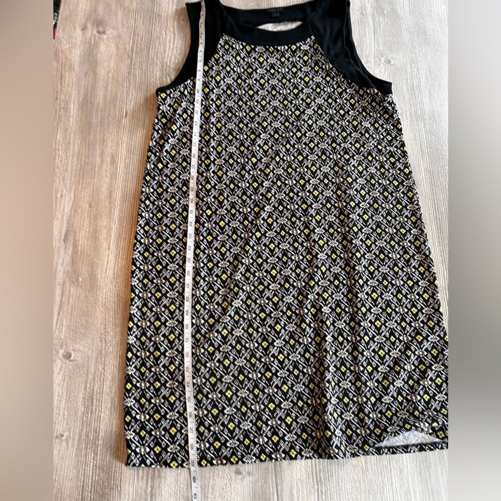 J. Jill Sheath Dress Knee Length Black White & Yellow Pattern Round Neck Large. - Picture 10 of 11